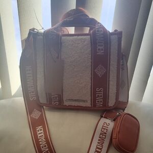 Steve Madden Orange and Cream fleece Crossbody Bag
